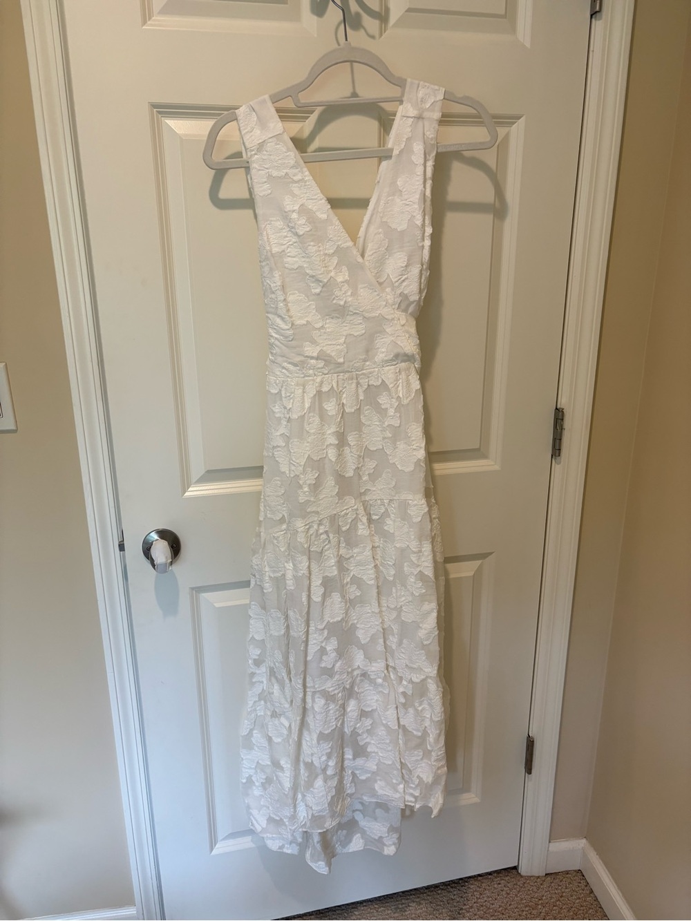 Tanya Taylor Ivory Floral Lace Midi Dress
